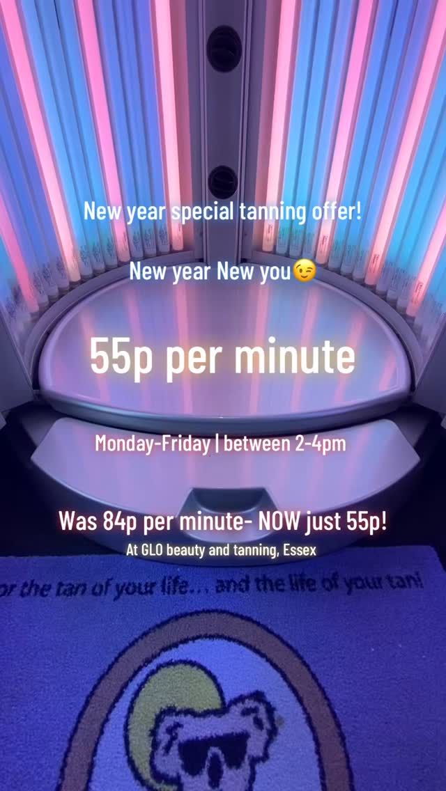Just a reminder that our happy hour is still on 🌟
Monday-Friday 2-4pm 
55p a minute instead of 84p 
Don’t miss out on this amazing limited offer ! Come down to GLO today to get your sunbed ☀️