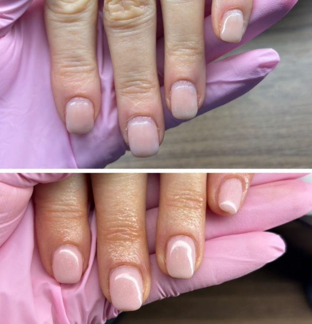 Before and after of builder gel infills by Kayleigh😍 #buildergelnails #billericaynails #essexnails #billericaybusiness
